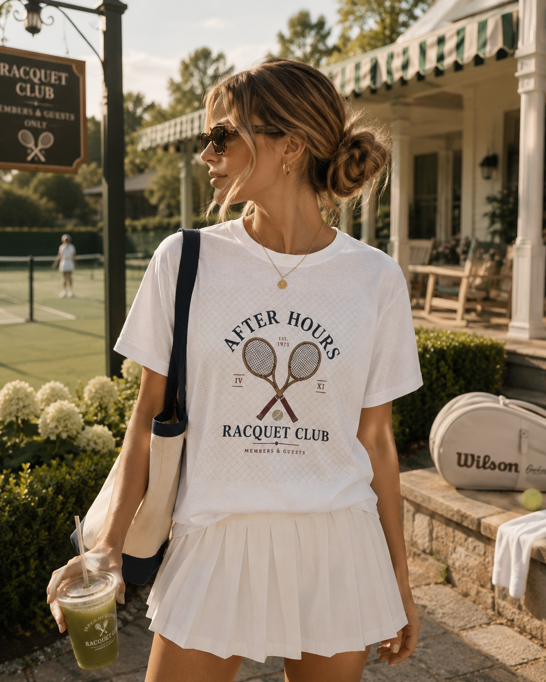 After Hours Racquet Club Tee — Vintage Tennis Graphic Short Sleeve Shirt
